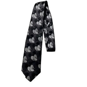 Vintage Walt Disney Co. Cervantes Grey Gray Mickey Mouse Character Tie, USA Made